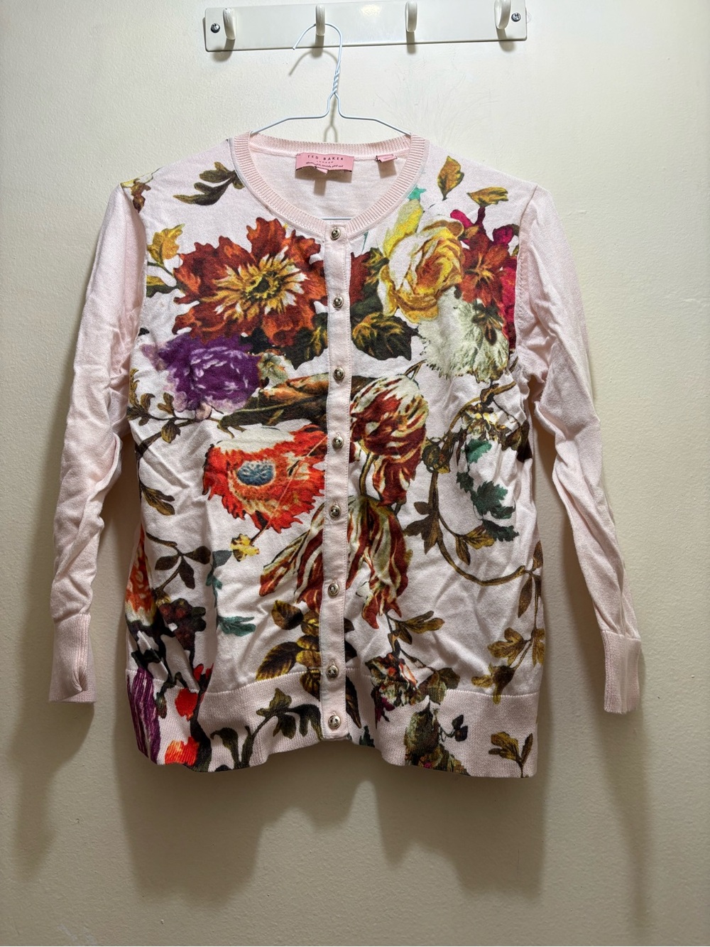 Ted Baker Light Pink Floral Button-Up Cardigan